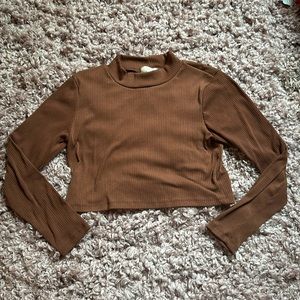 Altar’d state brown crop long sleeve top